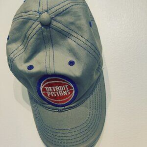 Pistons Basketball Cap Adjustable Grey With Red White and Blue Emblem at front S